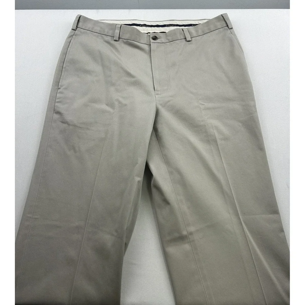 Brooks Brothers Advantage Chino Clark Pants Men's 35x32 Beige‎ Khaki Flat Front